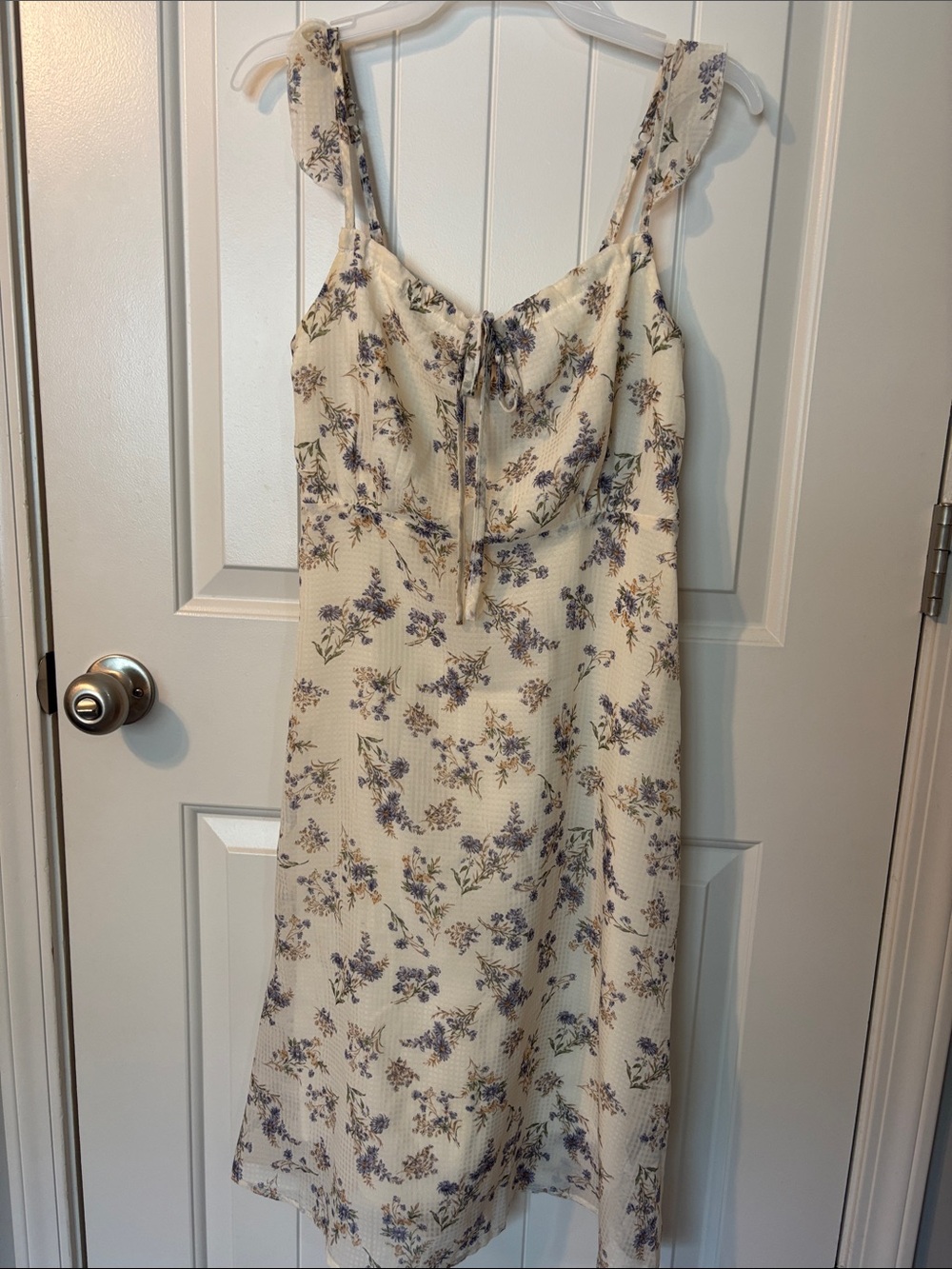 Floral Cream Mini Dress with Lavender Print
